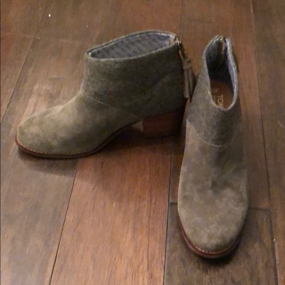 desert taupe suede and felt women's lacy booties